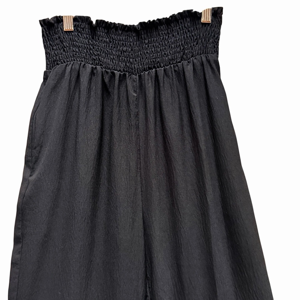 ODDY Black Ruffle Tiered Wide Leg Pants High Waist Flowy Fairy Whimsigoth SM - Picture 3 of 8